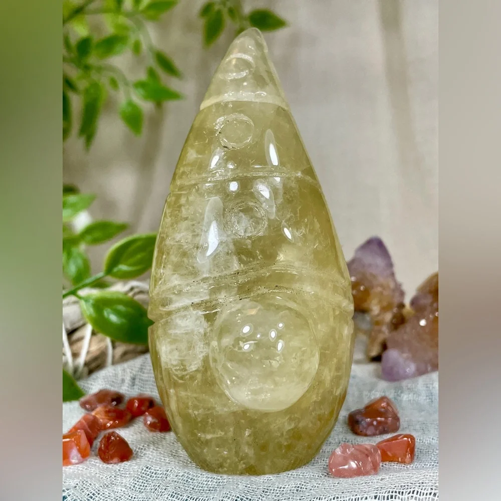 2513 Lemon Quartz Crystal Gnome Carving - Picture 10 of 11